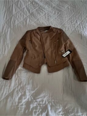 Women’s Cropped Suede Biker Jacket - Brown